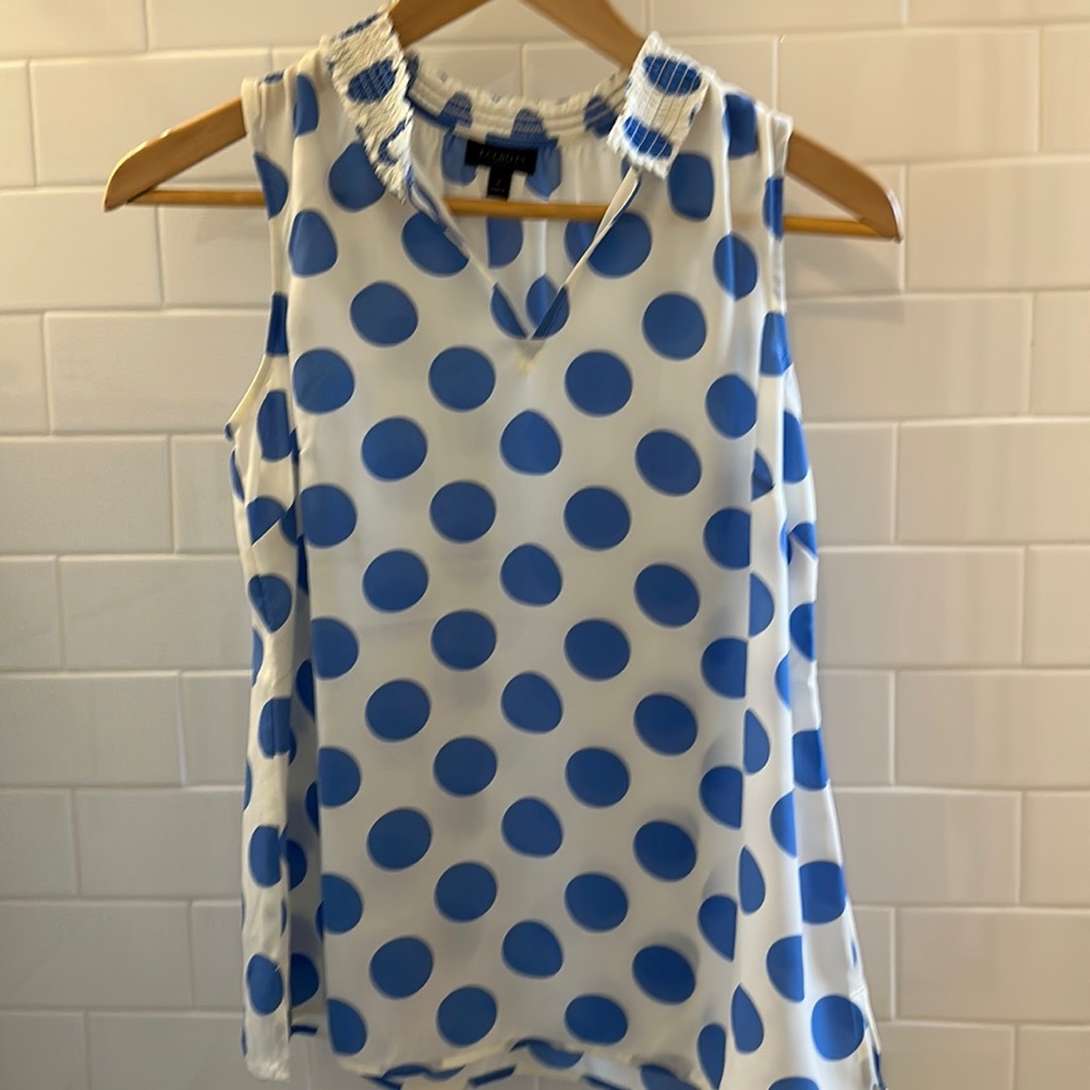 Talbots Blue Polka Dot Top
